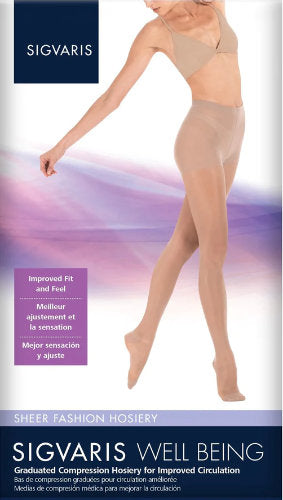 Sigvaris 120P Fashion Sheer Compression Pantyhose, 15-20 mmHg Packaging