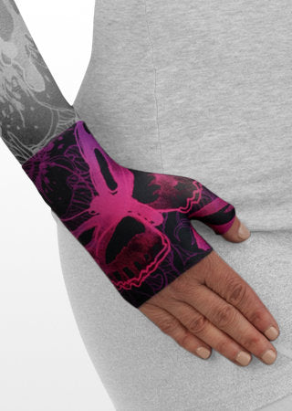 Juzo Soft Gauntlet with Thumb in the Print Collection BUTTERFLY PSYCHEDELIC PURPLE