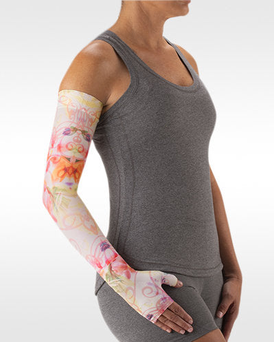 Juzo Soft Print Series SPRING SWIRL Arm Sleeve is offered in 15-20 mmHg, 20-30 mmHg, and 30-40 mmHg Compression Levels