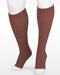 Juzo Soft Open Toe Knee High 20-30 mmHg Compression Stockings with Silicone Dot Band in the color Mocha