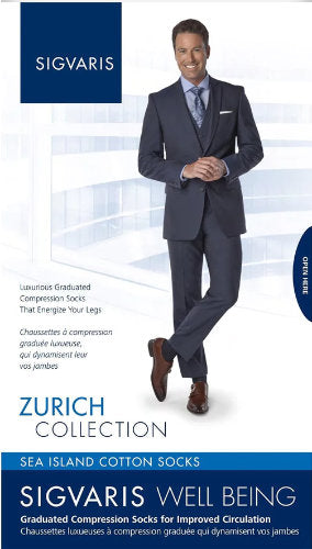 Sigvaris 191C Sea Island Cotton Knee High Comrpession Socks for Men, 15-20 mmHg Packaging