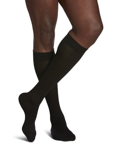 Sigvaris 191C Sea Island Cotton Knee High Comrpession Socks for Men, 15-20 mmHg Color Black