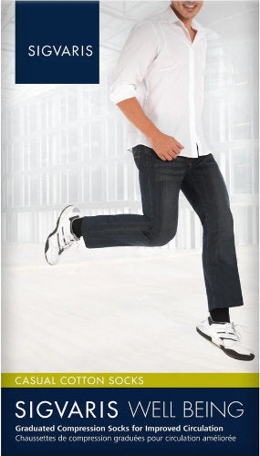 Sigvaris 186C Casual Cotton Knee High Compression Socks for Men, 15-20 mmHg Packaging