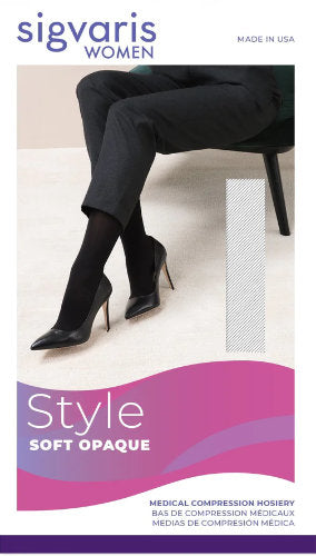 Product Packaging for the Sigvaris 842PO Soft Opaque Medical Compression Pantyhose