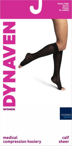 981CO Sigvaris Dynaven Sheer Open Toe Women's Compression Stockings 15-20 mmHg Packaging