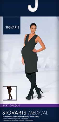 Product Packaging for the Sigvaris 842M Soft Opaque Maternity Compression Stockings