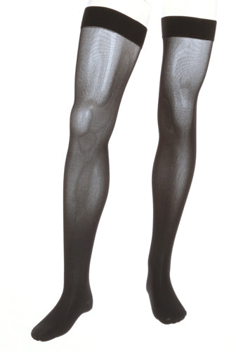 Display leg showing the Medi Assure Thigh High compression stockings | 30-40 mmHg in the color Black