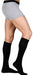 Guy wearing his Juzo Dynamic Closed Toe Knee High 30-40 mmHg Compression Stockings with 3.5 cm Silicone Dot Band in the color Black
