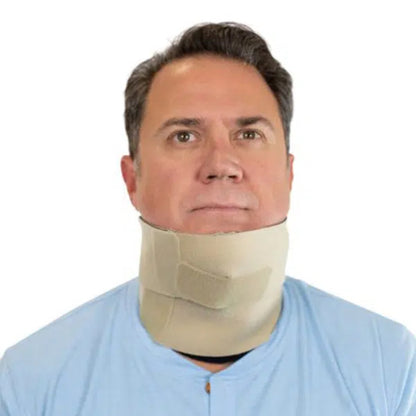 A forward facing image of a man wearing his circaid head and neck reduction kit for the management of lymphedema