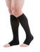 Man wearing his Medi Duomed Advantage Open Toe Compression Stockings in the color Black