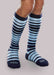 Guy wearing his Deep Blue Ease Bold Patterned 20-30 mmHg Compression Knee High Socks