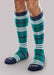 Guy wearing his Evergreen Ease Bold Patterned 15-20 mmHg Compression Knee High Socks