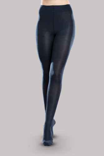 Lady wearing her Ease Microfiber 20-30 mmHg compression pantyhose in the color navy