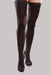 Lady's leg wearing the Ease Microfiber thigh high compression stocking by Therafirm in the color Black