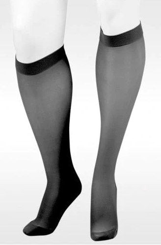 Juzo 5140AD Attractive Sheer Knee High 15-20 mmHg Compression Stockings in the color Black