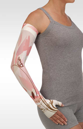 Juzo Soft Arm Sleeve with Silicone Band in the Juzo Print BUTTERFLY GARDEN PINK