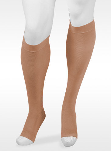 Juzo Move Open Toe Knee High Compression Stockings with Silicone Dot Band | Color Beige