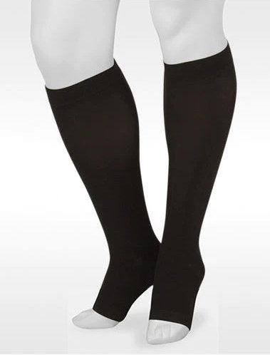 Juzo Basic Knee High Open Toe 15-20 mmHg Compression Stockings in the Color Black 4410AD10