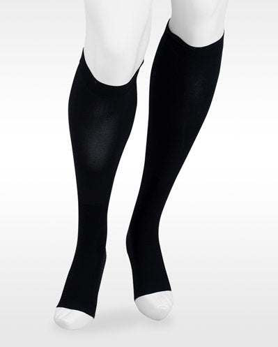 Juzo DualkStretch Knee High Open Toe 20-30 mmHg Compression Socks Color Black (6091AD10)
