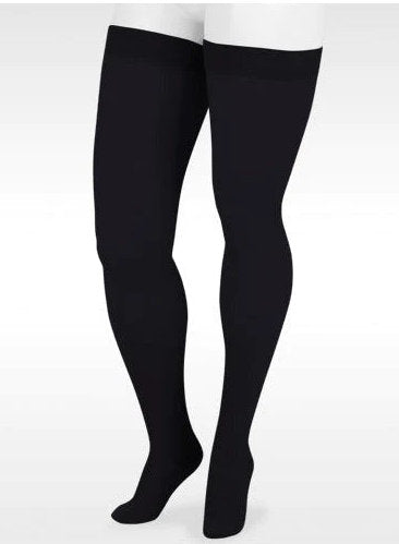 Juzo Dynamic 20-30 mmHg Closed Toe Thigh High with Silicone Dot Band in the color Black