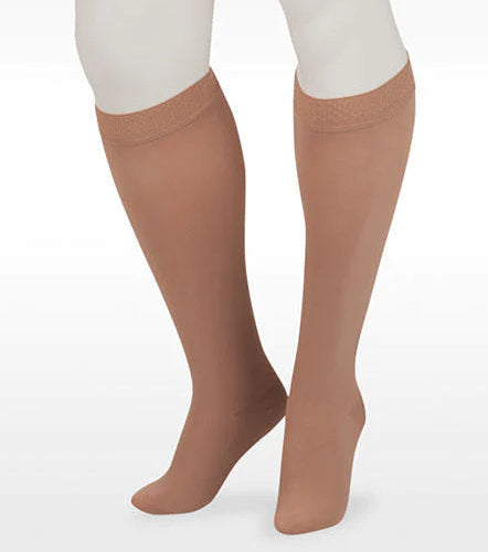 Juzo Dynamic Closed Toe Knee High 20-30 mmHg Compression Stockings with 5 cm Silicone Dot Band in the color Beige