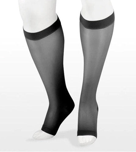 Juzo Naturally Sheer Knee High Open Toe 30-40 mmHg Compression Stockings in the color Black | Compression Care Center