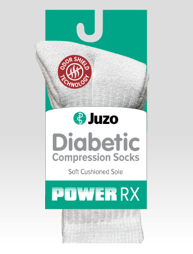 Juzo Power RX Diabetic Knee High Compression Socks 15-20 mmHg in the color Black |@ CompressionCareCenter.com an Authorized Juzo Reseller