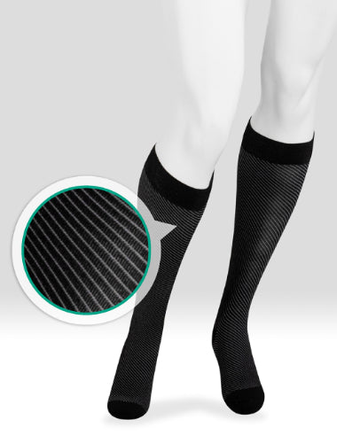 Juzo Power Vibe Knee High Compression Socks in the design Groovy Zebra