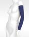 Display showcasing the Juzo Soft MAX Arm Sleeve with Silicone Dot Band in the color Navy
