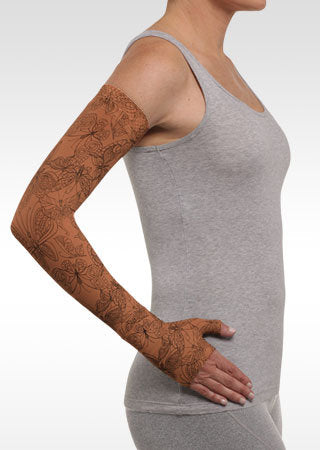 Juzo Soft Arm Sleeve with Silicone Dot Band Print Collection Design Butterfly Henna Cinnamon