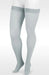 A display leg showcasing the Juzo Soft Closed Toe 20-30 mmHg Compression Thigh Highs in the Color Moonstone |Trend Colors @ Compression Care Center