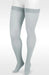 A display leg showcasing the Juzo Soft Closed Toe 15-20 mmHg Compression Thigh Highs in the Color Moonstone |Trend Colors @ Compression Care Center