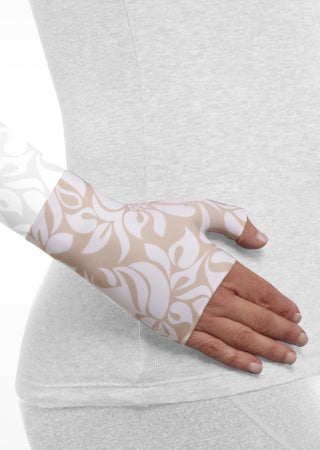 Juzo Soft Gauntlet with Thumb Stub in the FLORAL TAN Print