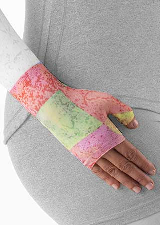 Juzo Soft Gauntlet with Thumb Stub in the Patch Quilt Print