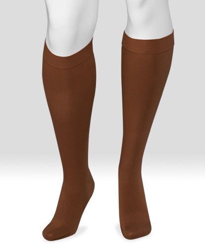 Photo of the Juzo Soft 2001AD 20-30 mmHg Closed Toe Knee High Compression Stockings in the color Mocha| Suitable for men and women