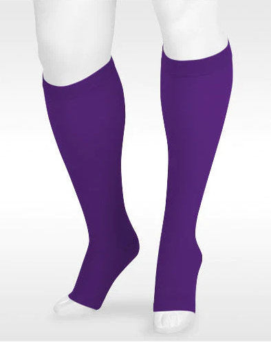 Juzo Soft 2002ADSB00 Open Toe Knee High with Silicone Band | Trend Color Collection in the Color Amethyst