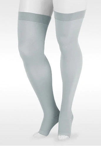 Juzo Soft Trend Colors Collection | 20-30 mmHg Thigh High Open Toe | Color Moonstone