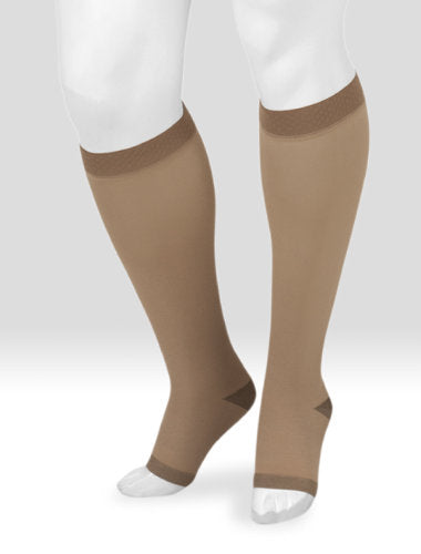 Juzo Soft Silver Knee High Open Toe with Silicone Band 20-30 mmHg Compression Stockings (2061ADSB)