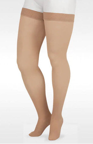 Juzo Soft closed toe thigh high stockings without a silicone dot band | 20-30 mmHg Compression in the Color Beige
