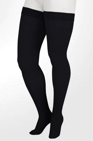 Juzo Soft Thigh High 15-20 mmHg Compression Stockings in the color Black | Compression Care Center