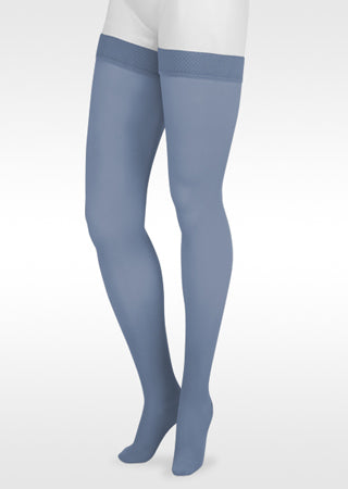 Juzo Naturally Sheer Closed Toe Thigh High Compression Stockings 30-40 mmHg (2102AGFFSB00) in the TREND COLOR Bombshell Blue
