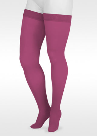 Juzo Naturally Sheer Closed Toe Thigh High Compression Stockings 30-40 mmHg (2102AGFFSB00) in the TREND COLOR Raspberry Rush