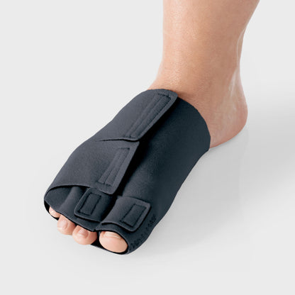 Image of a foot wearing the Lohmann and Rauscher ReadyWrap Toe in the color black.