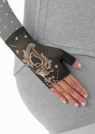 Juzo Soft Gauntlet with Thumb Stub in the MOD MOONLIGHT Print