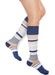 Rejuva Motley Stripe Knee High Women's Compression Sock | 15-20 mmHg Compression | Pattern Navy/Beige