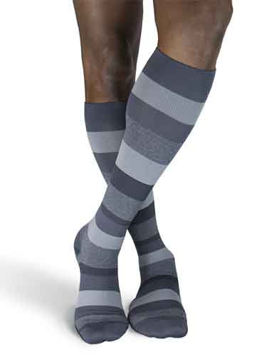 Sigvaris Microfiber Shades Men's Graphite Stripe Socks 15-20 mmHg 