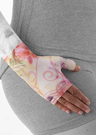 Juzo Soft Gauntlet with Thumb Stub in the SPRING SWIRL Print