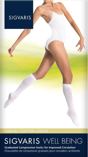 Sigvaris 146C Casual Cotton Knee High Compression Socks for Women, 15-20 mmHg Packaging