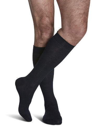 Sigvaris 191C Sea Island Cotton Knee High Comrpession Socks for Men, 15-20 mmHg Color Navy