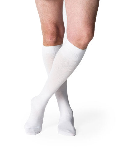 Sigvaris 232C Cotton for Men 20-30 mmHg Compression Closed Toe Knee High Color White